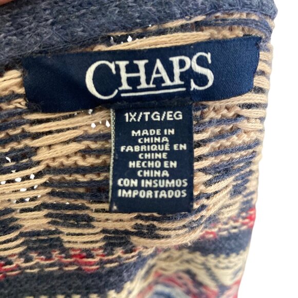 Chaps Open Front Long Cardigan Duster Plus Size 1X Southwest Print Blue Cotton - Picture 4 of 8